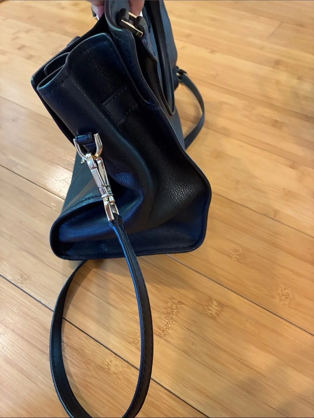 Michael Kors Black Leather Tote with Gold Hardware